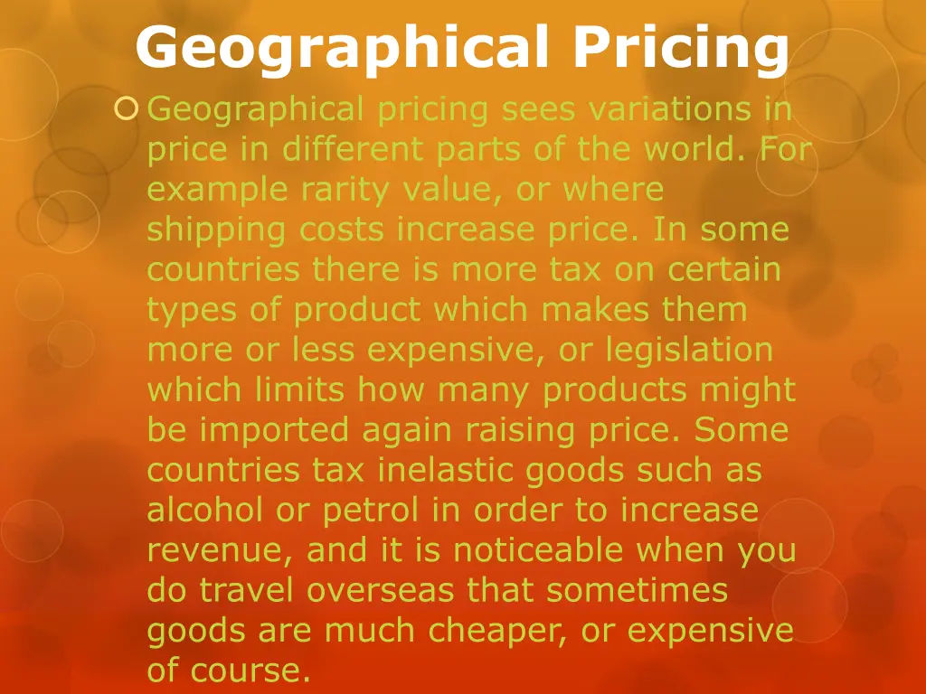 geographical pricing geographical pricing sees