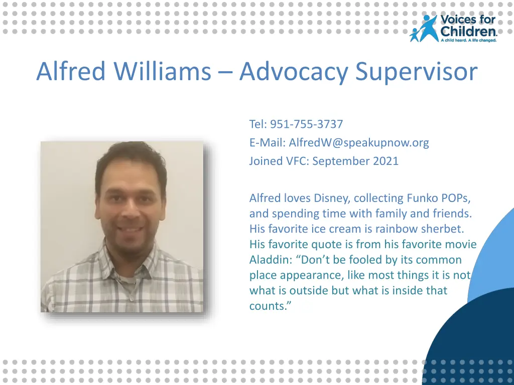 alfred williams advocacy supervisor