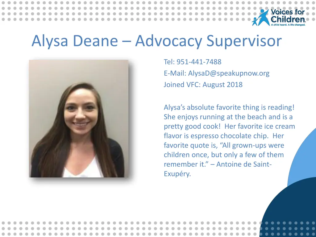 alysa deane advocacy supervisor