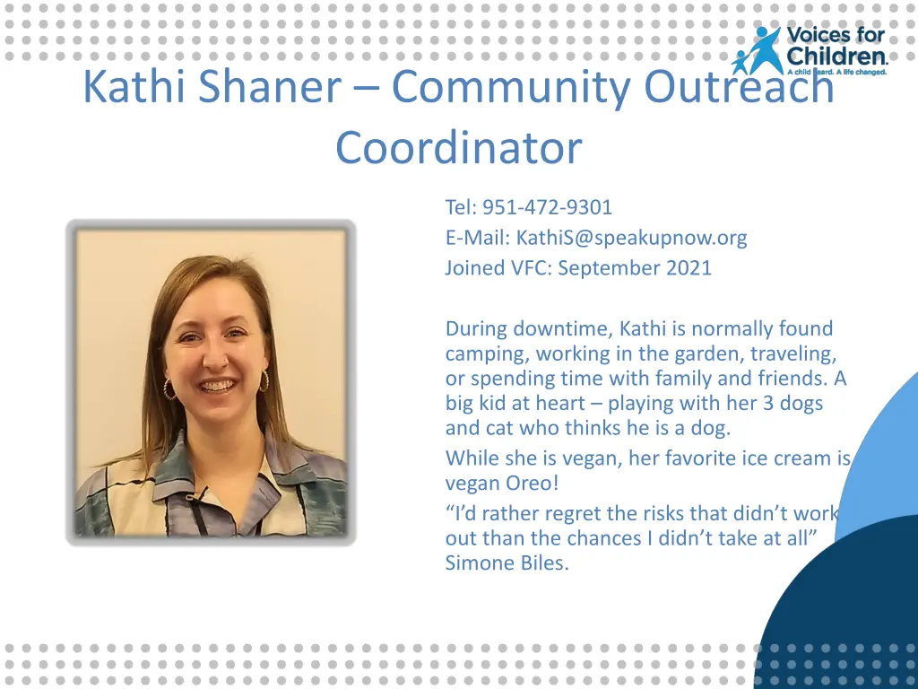 kathi shaner community outreach coordinator