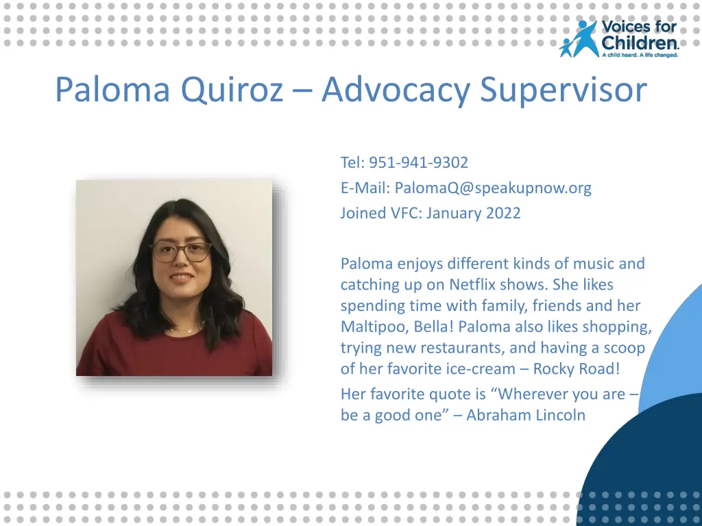 paloma quiroz advocacy supervisor