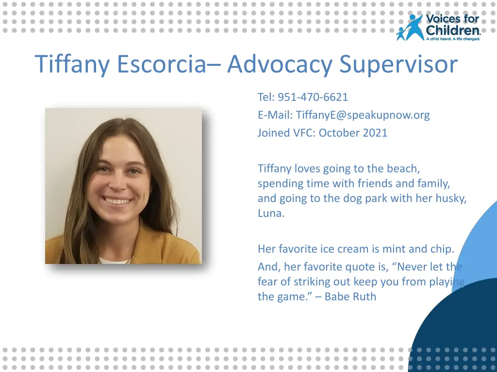 tiffany escorcia advocacy supervisor