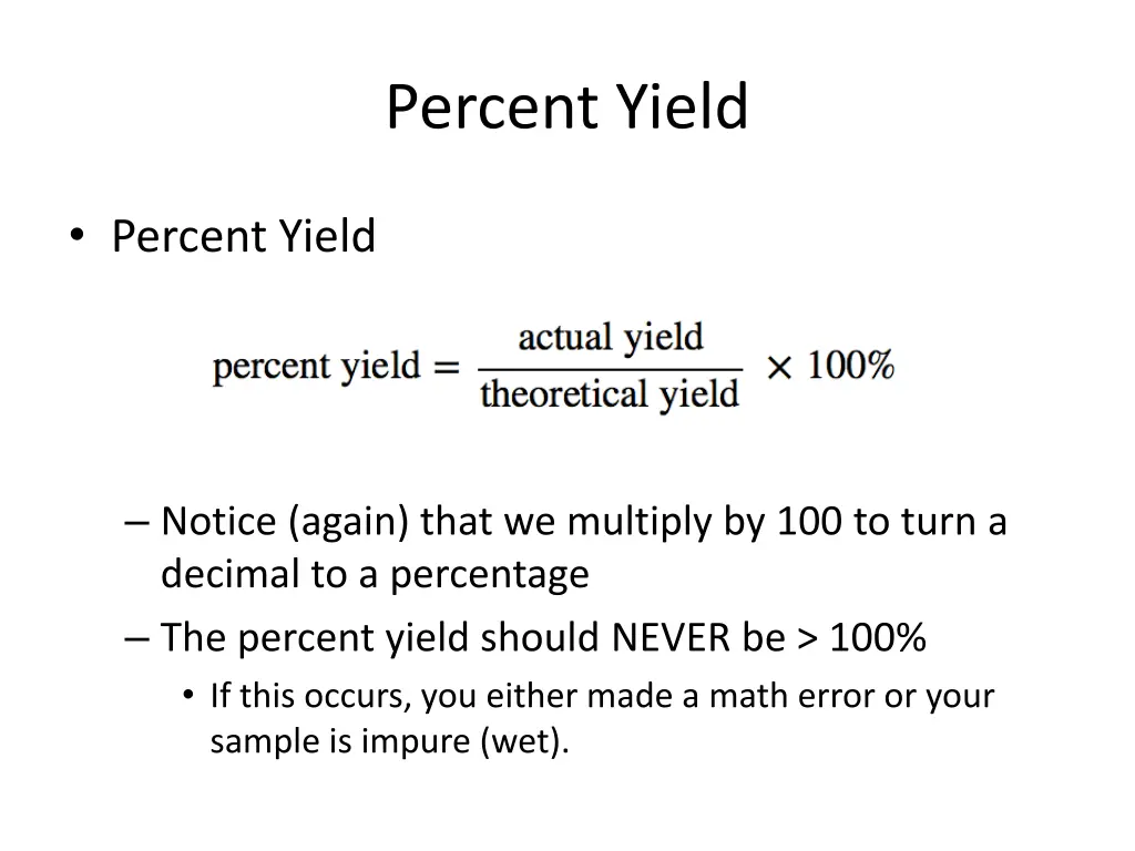 percent yield 1