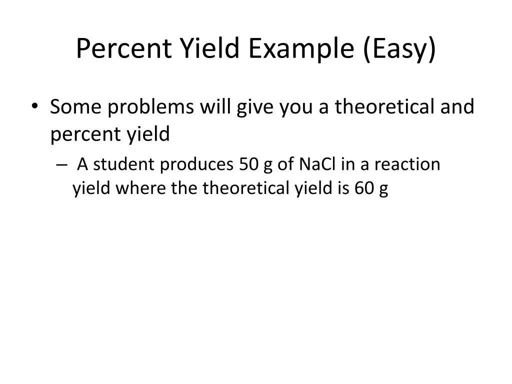 percent yield example easy