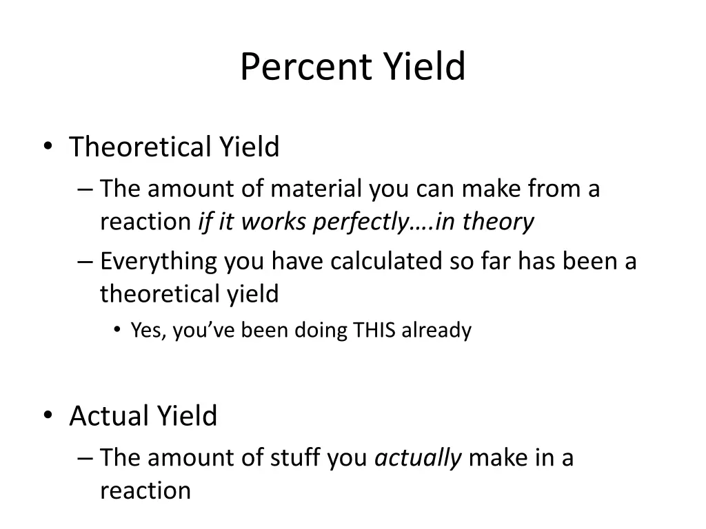 percent yield