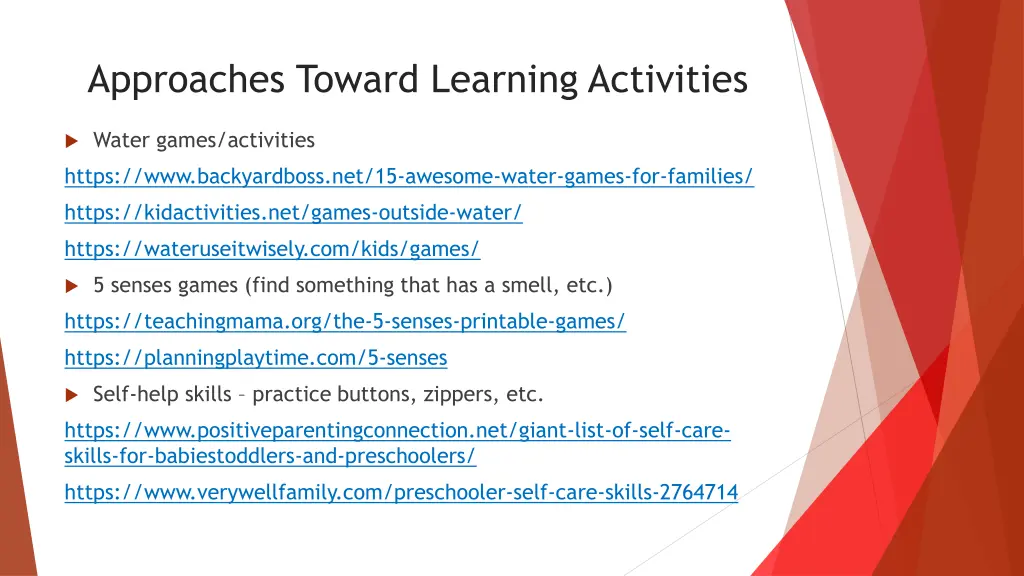 approaches toward learning activities