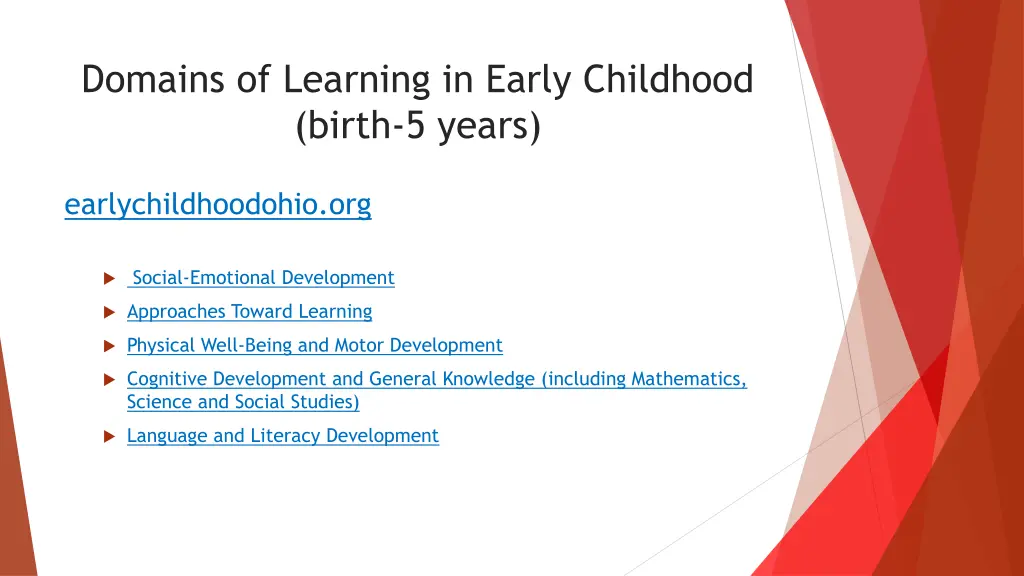 domains of learning in early childhood birth