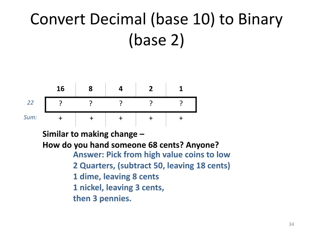 convert decimal base 10 to binary base 2