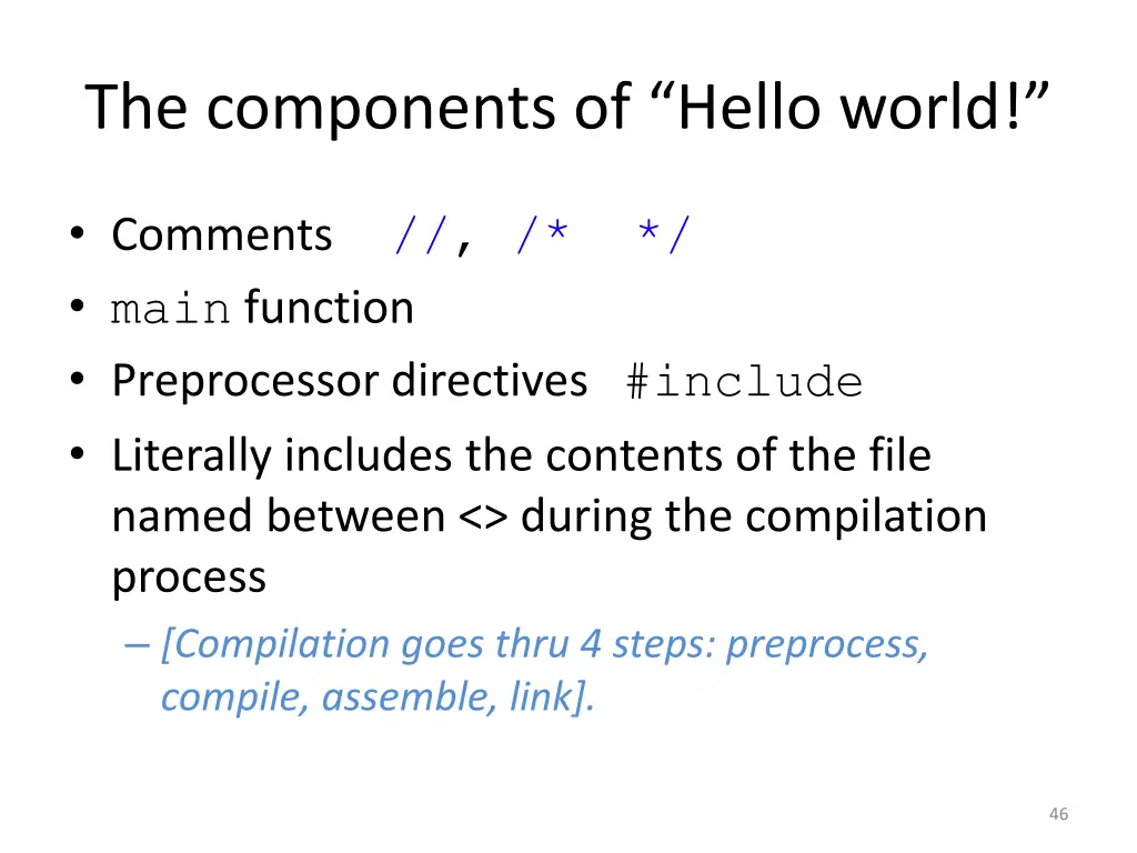 the components of hello world