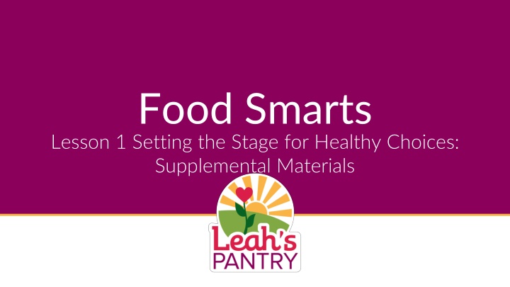 food smarts lesson 1 setting the stage