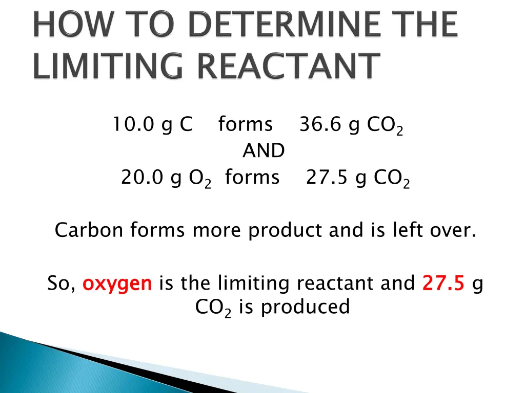 10 0 g c forms 36 6 g co 2 and 20 0 g o 2 forms