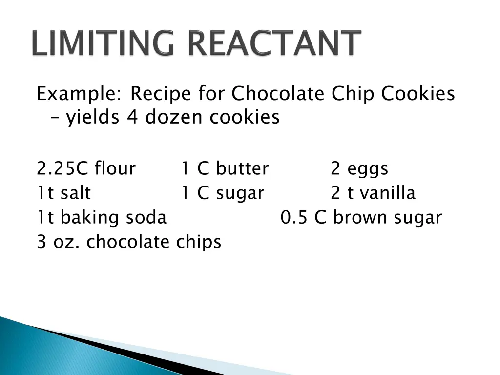 example recipe for chocolate chip cookies yields