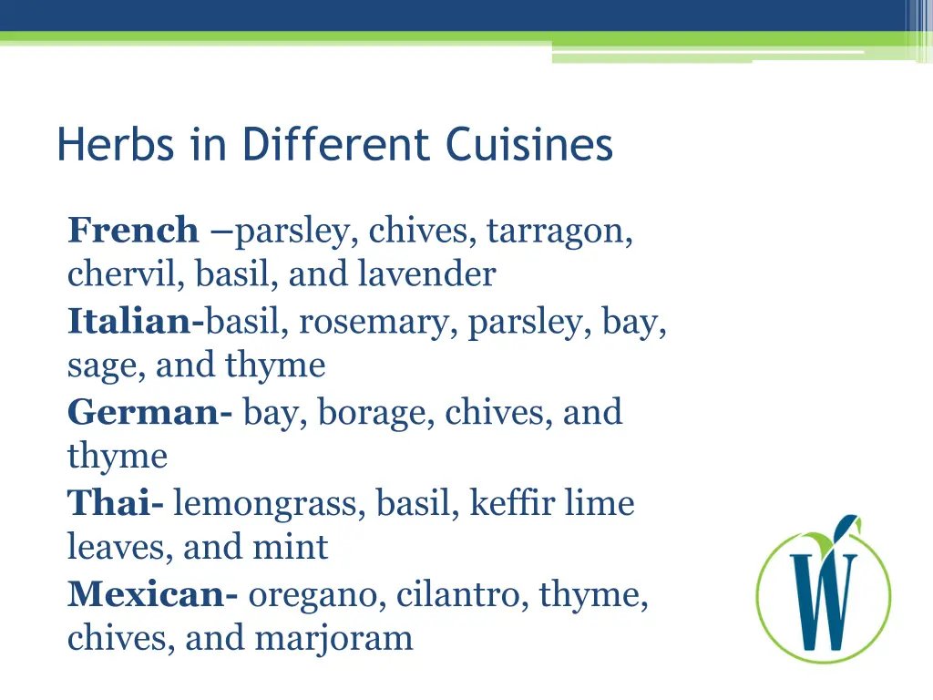 herbs in different cuisines