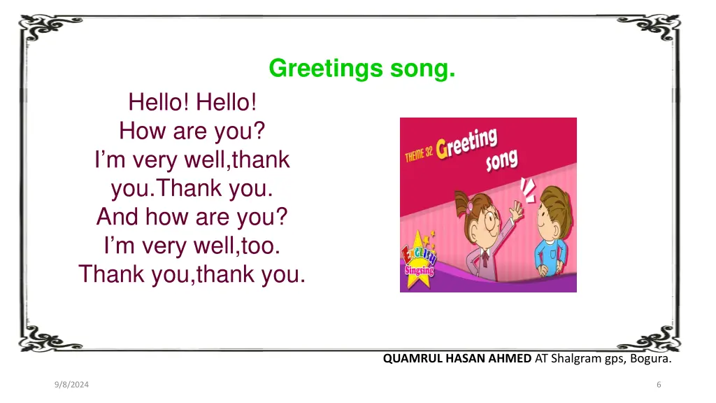 greetings song