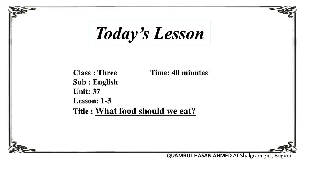 today s lesson