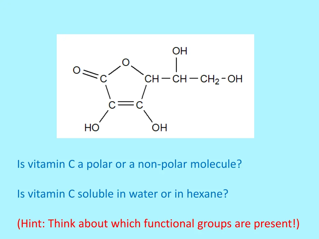 is vitamin c a polar or a non polar molecule