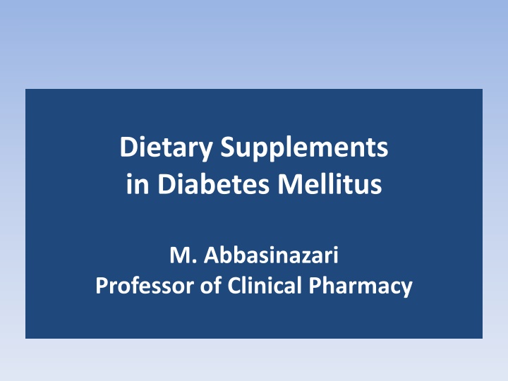 dietary supplements in diabetes mellitus