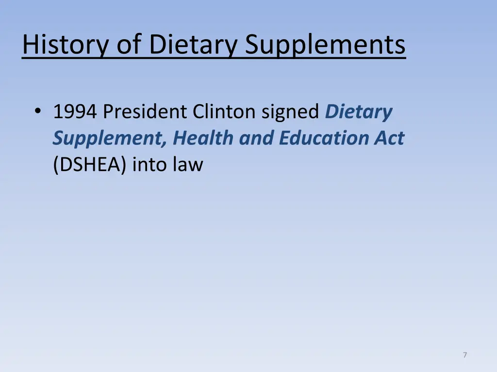 history of dietary supplements 1