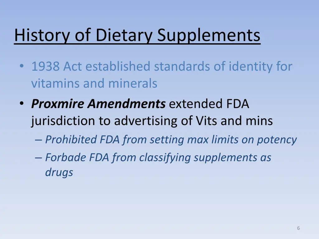 history of dietary supplements