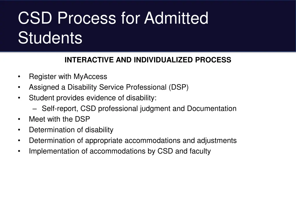 csd process for admitted students