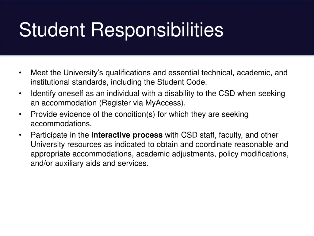 student responsibilities