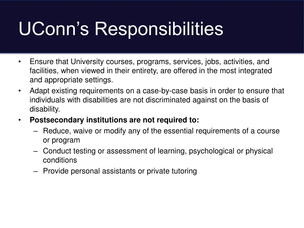 uconn s responsibilities