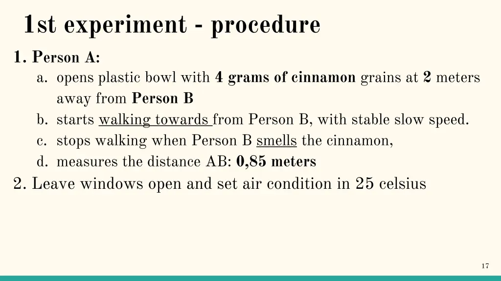 1st experiment procedure