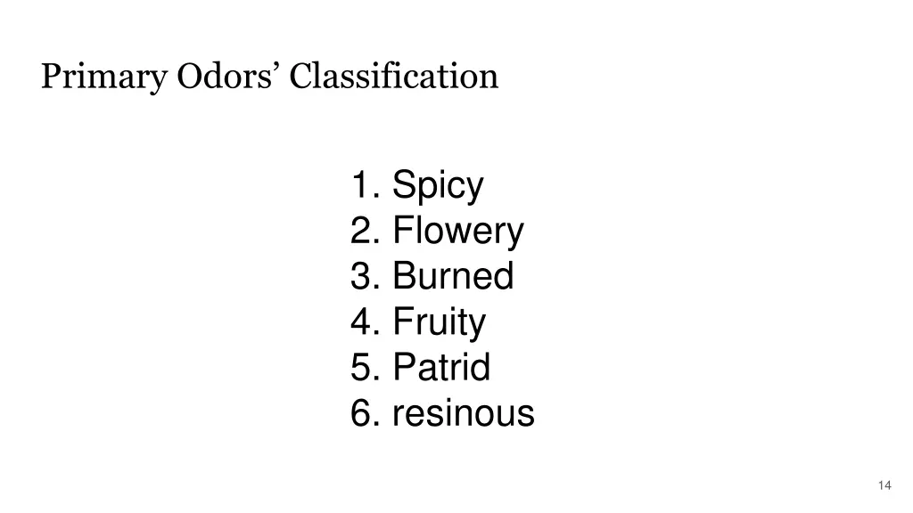 primary odors classification