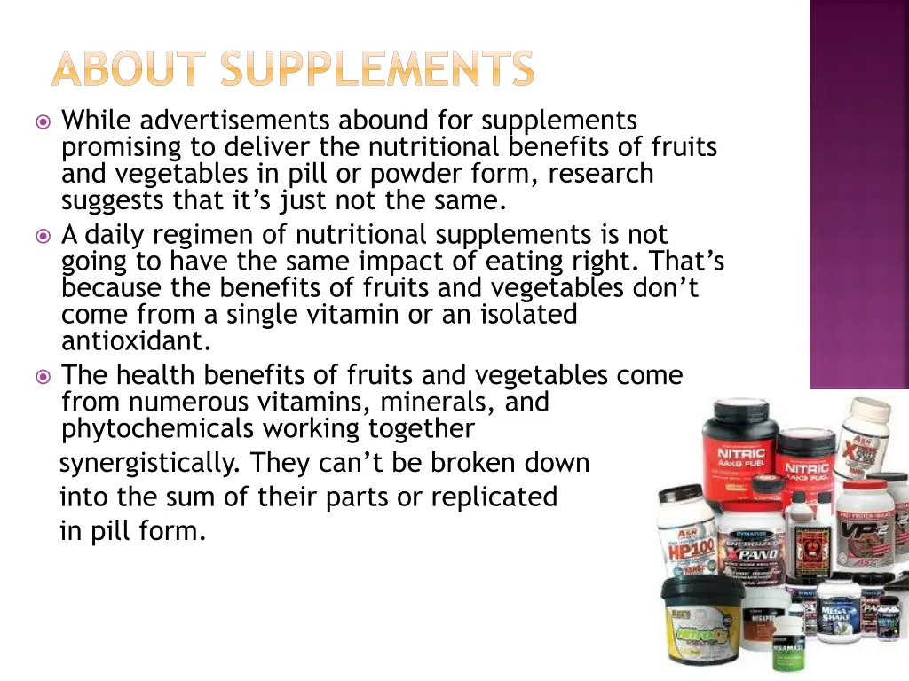 about supplements while advertisements abound