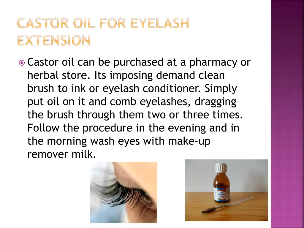 castor oil for eyelash extension