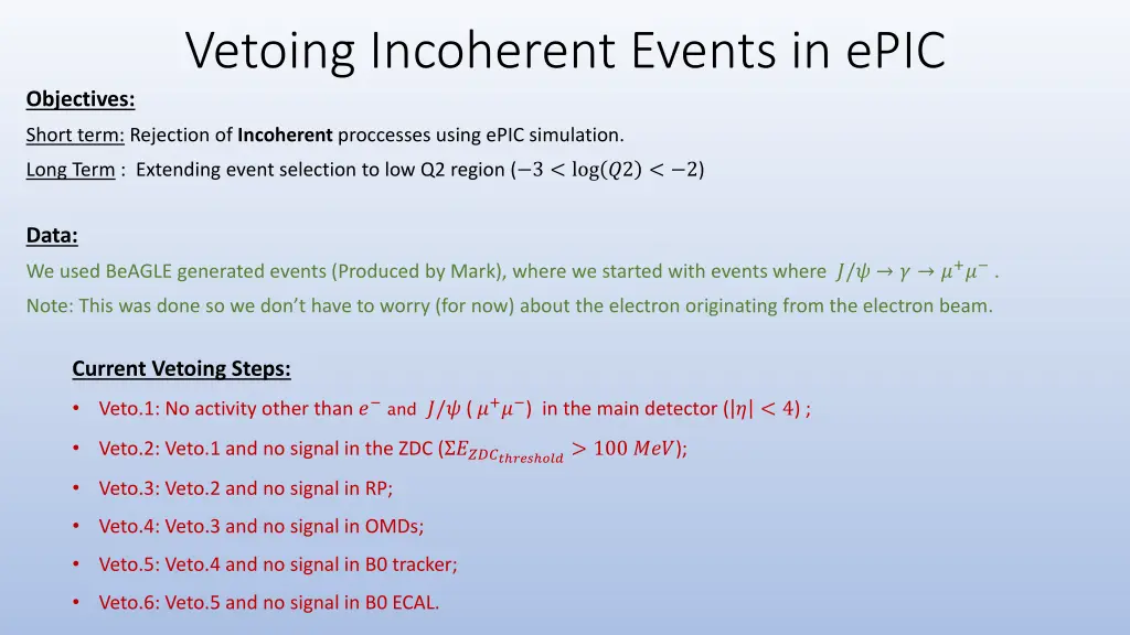 vetoing incoherent events in epic