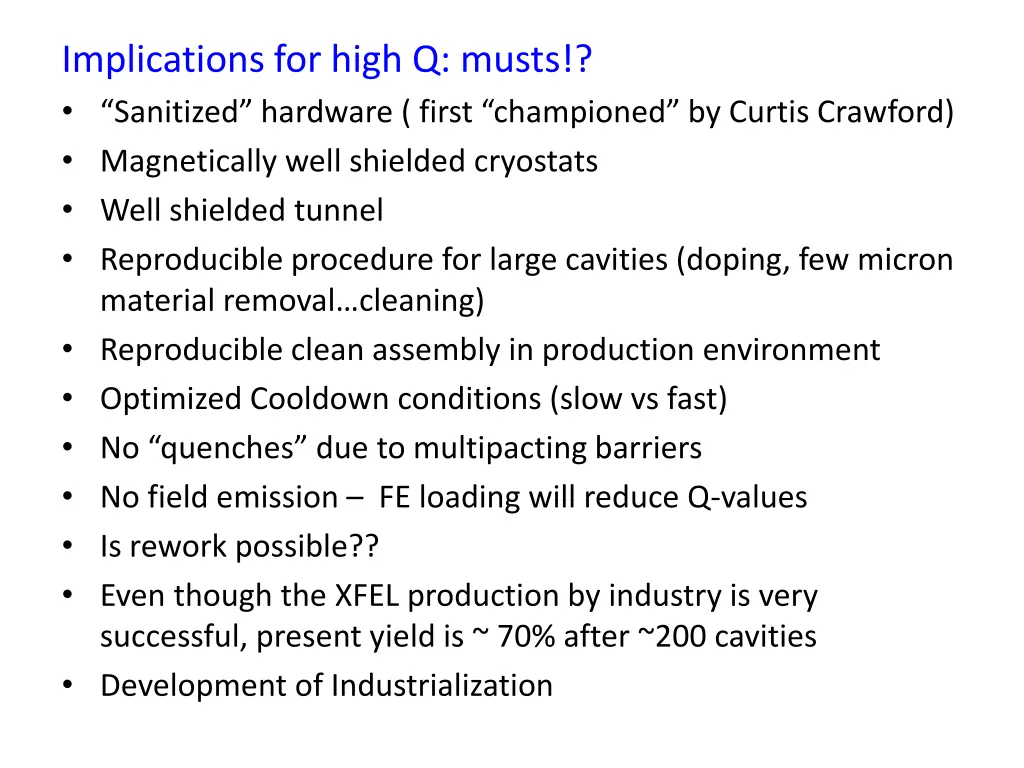 implications for high q musts sanitized hardware