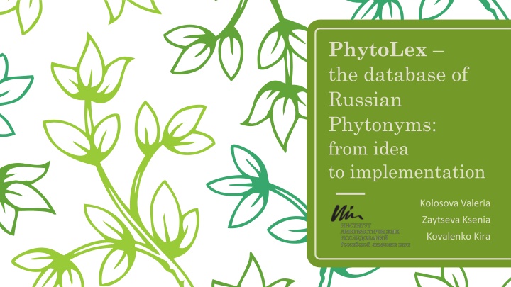 phytolex the database of russian phytonyms from