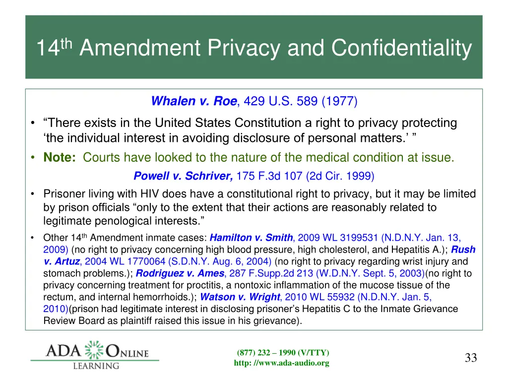 14 th amendment privacy and confidentiality