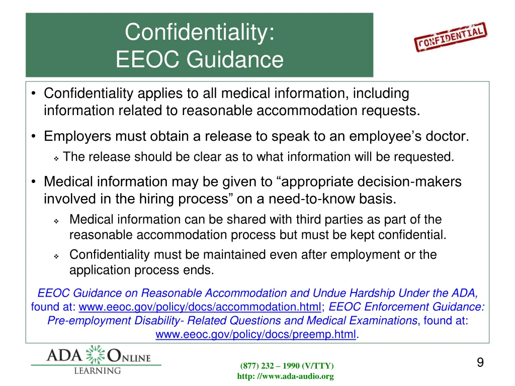 confidentiality eeoc guidance