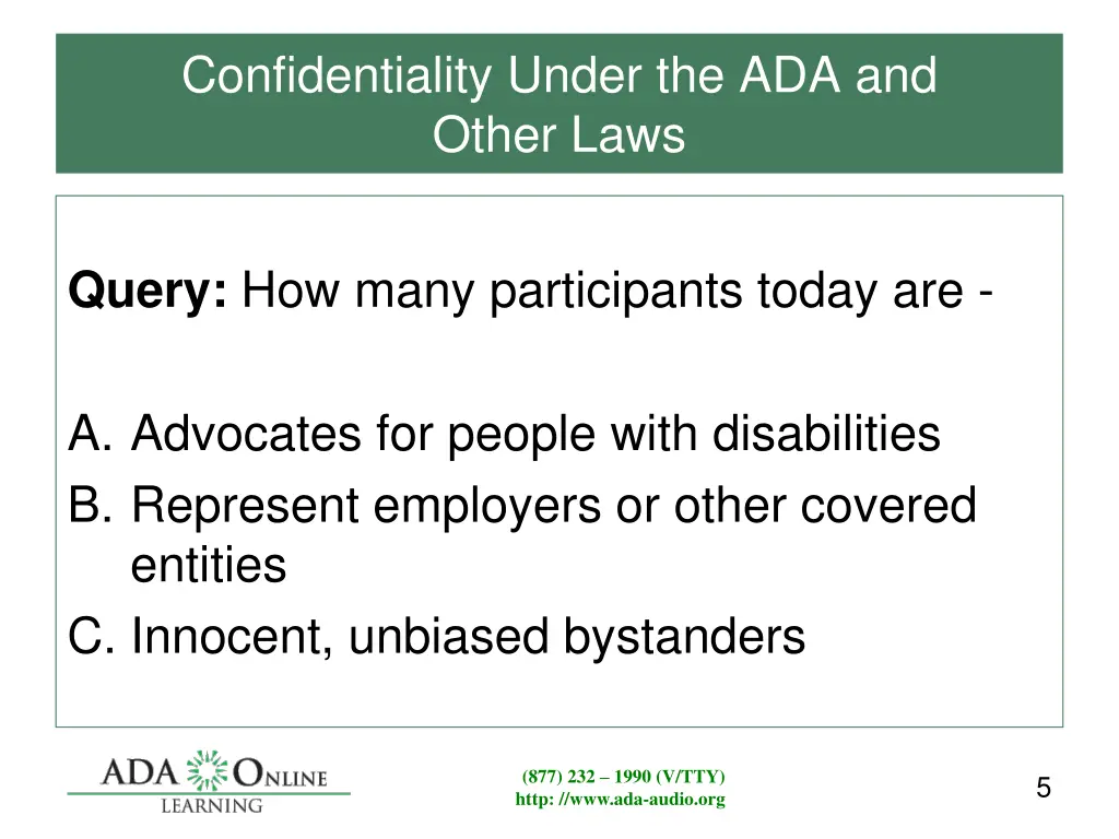 confidentiality under the ada and other laws 1