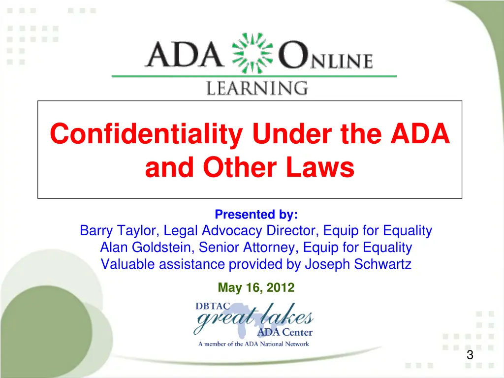 confidentiality under the ada and other laws