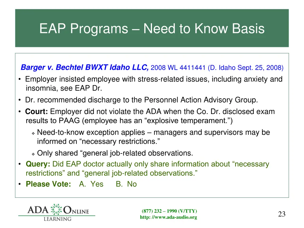 eap programs need to know basis 1