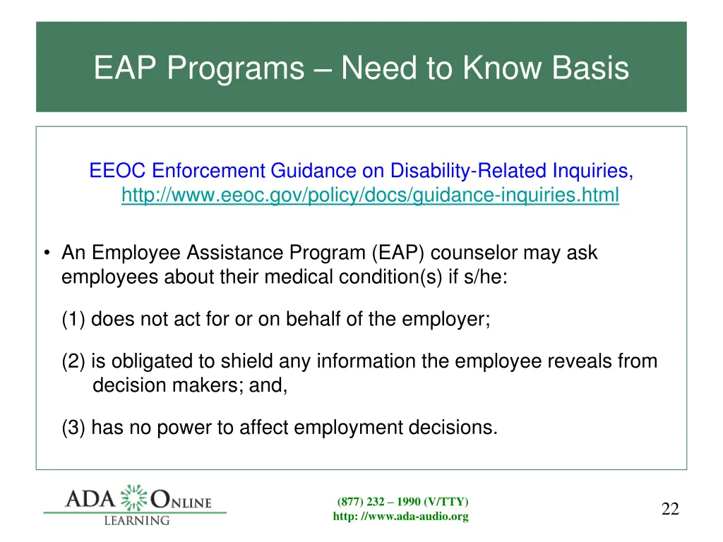 eap programs need to know basis