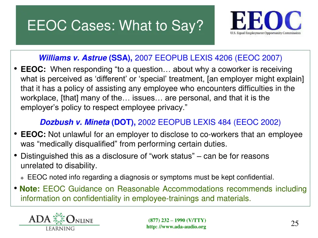 eeoc cases what to say