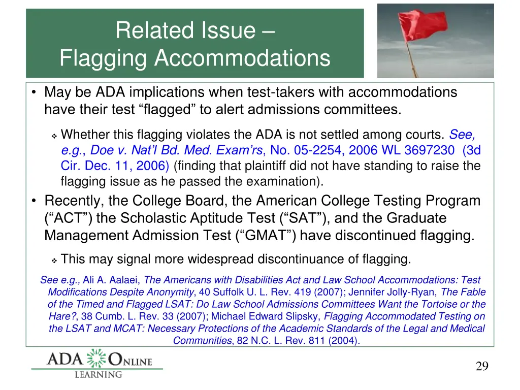 related issue flagging accommodations