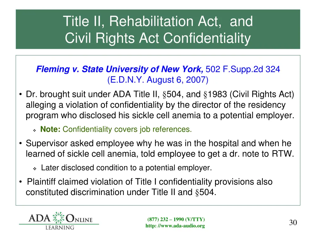 title ii rehabilitation act and civil rights