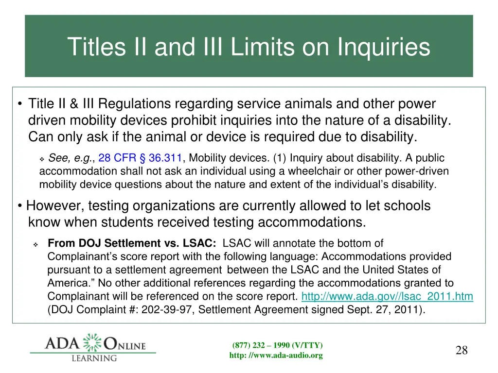 titles ii and iii limits on inquiries 1