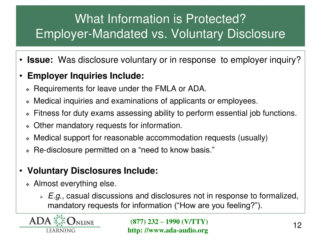 what information is protected employer mandated