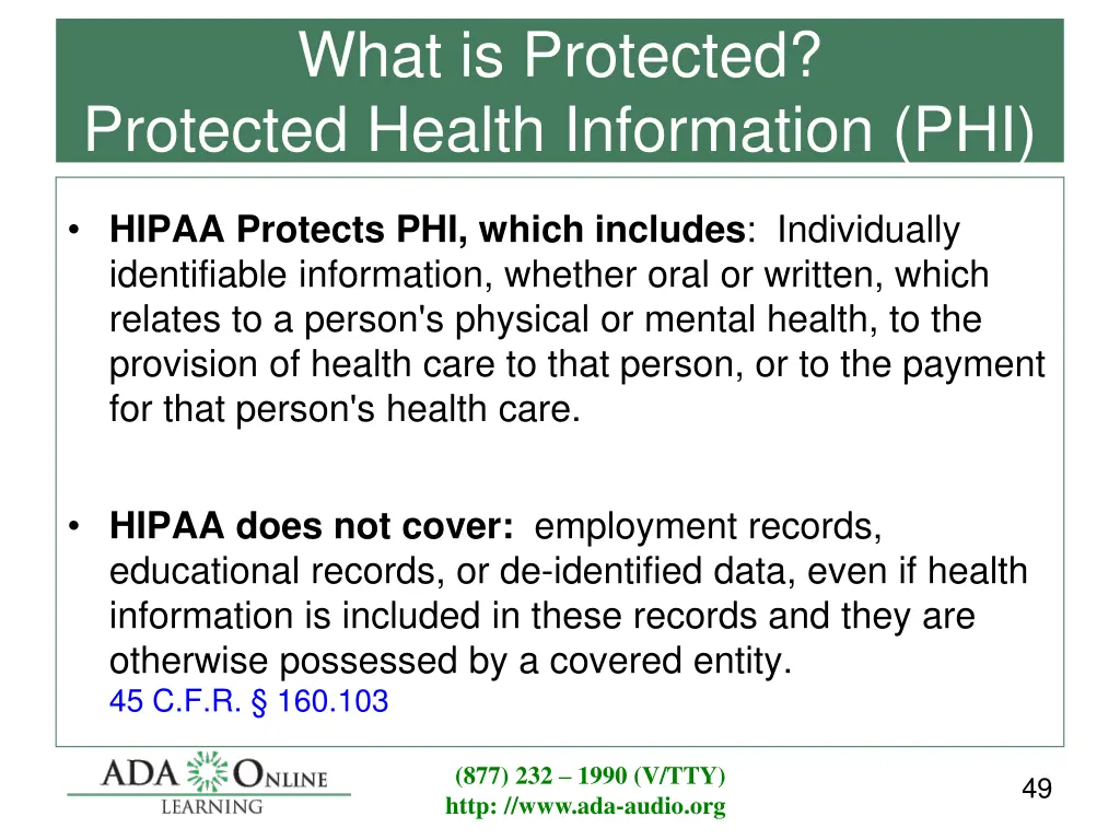 what is protected protected health information phi