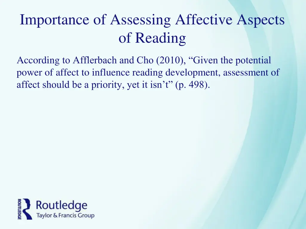 importance of assessing affective aspects