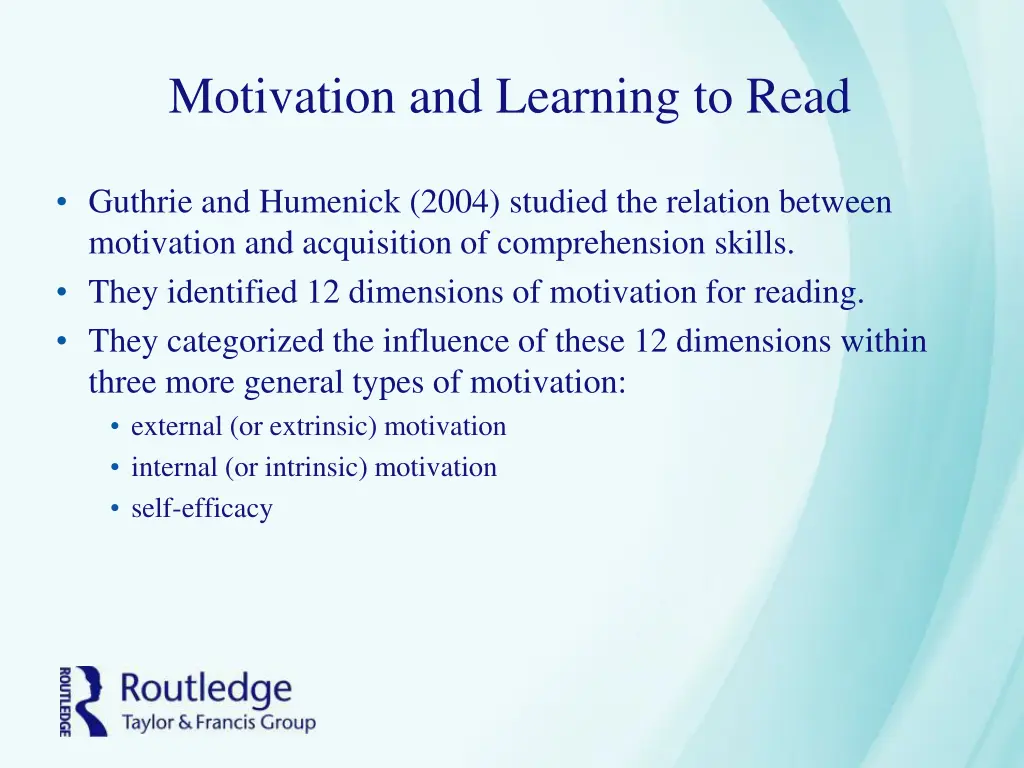 motivation and learning to read 1