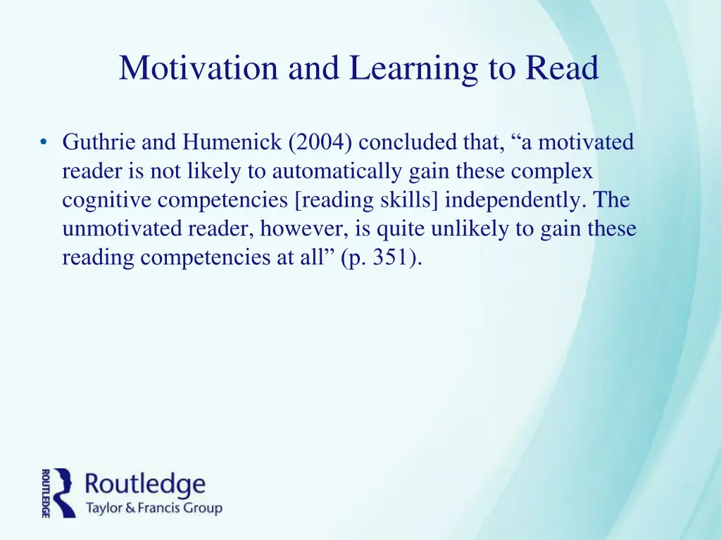 motivation and learning to read