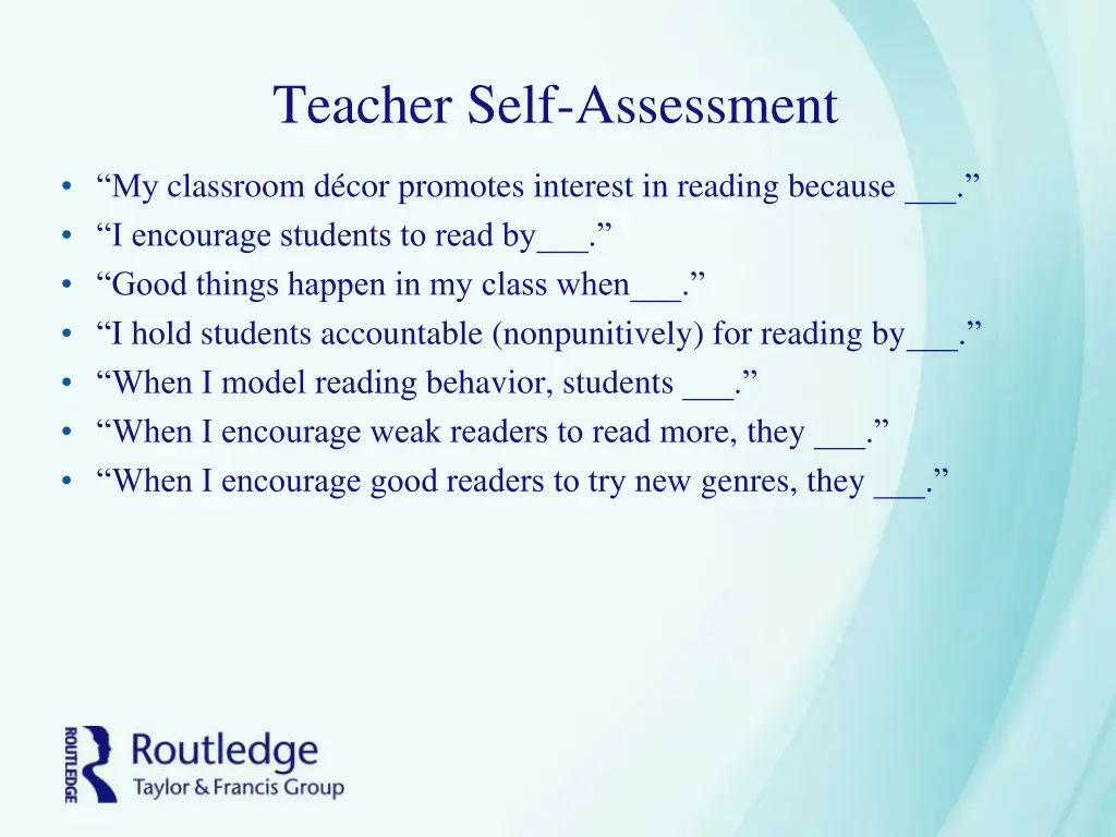 teacher self assessment