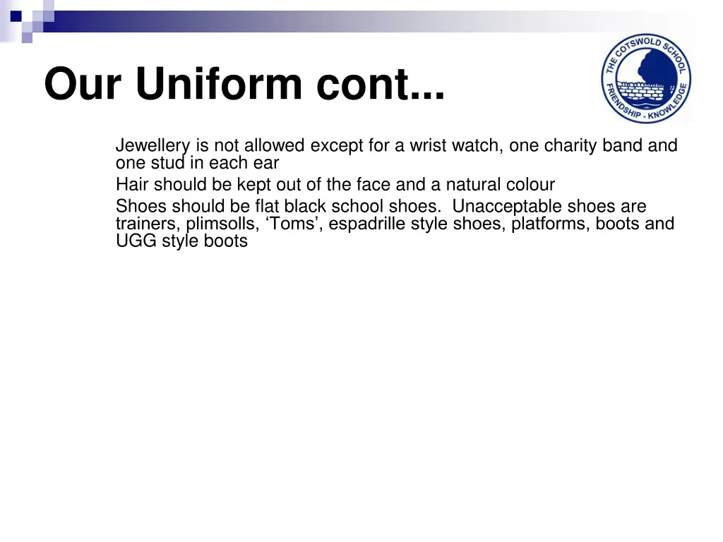 our uniform cont